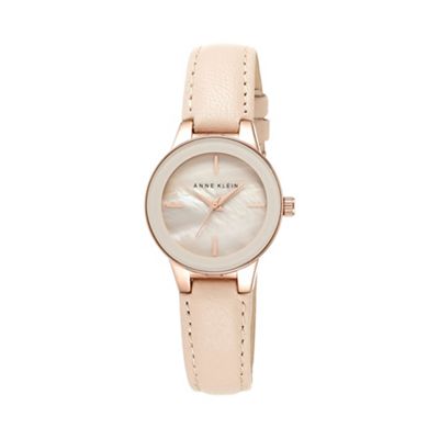 Ladies rose gold-tone watch with blush pink leather band ak/n2032rglp